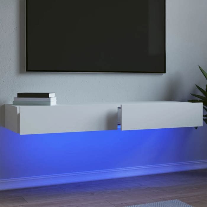 vidaXL Meubles TV avec éclairage LED 2 pcs blanc 60x35x155 cm armoire avec lumières led support tv armoire murale 842887