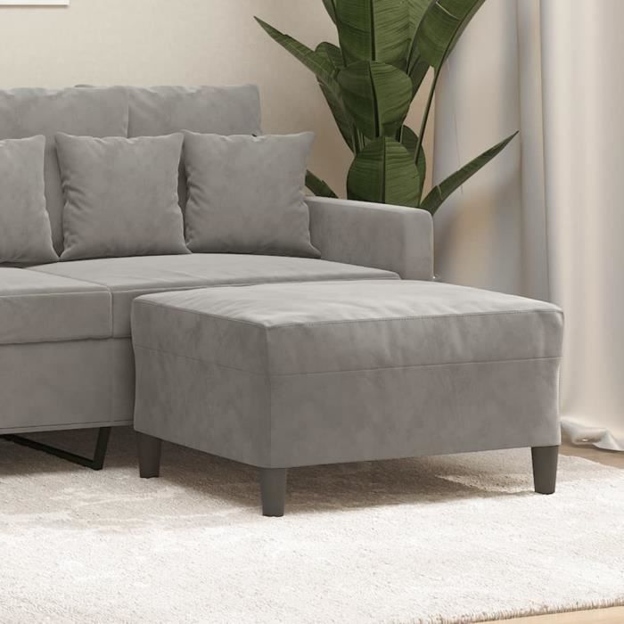 349317 vidaXL Repose-pied Gris clair 70x55x41 cm Velours