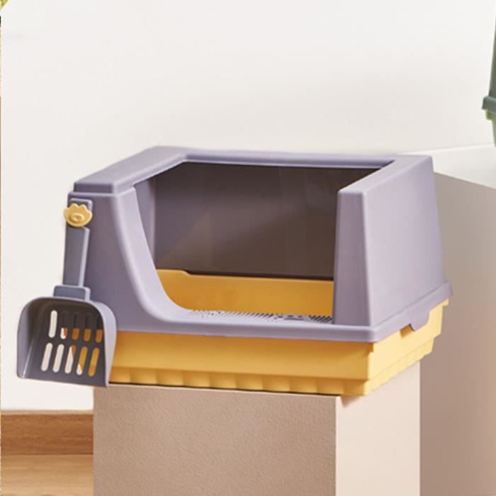 Comparer les prix de Vvikizy bac à litière pour chat à côtés hauts Vvikizy Bac à litière pour chat à dessus ouvert Bac à animalerie collier Violet S