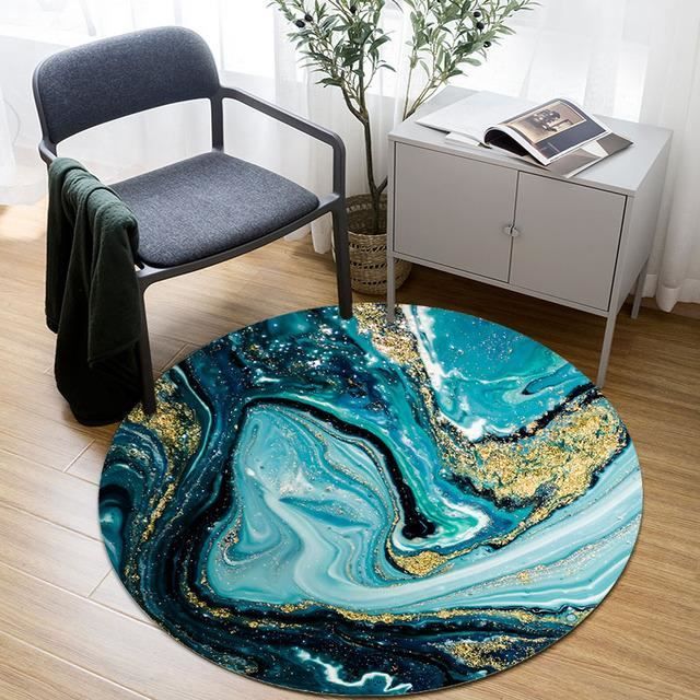 Tapis Rond 80 Cm Imprimé Marguerite - Flanelle Douce, Antidérapant, Lavable, Pour Salon/chambre (orange)