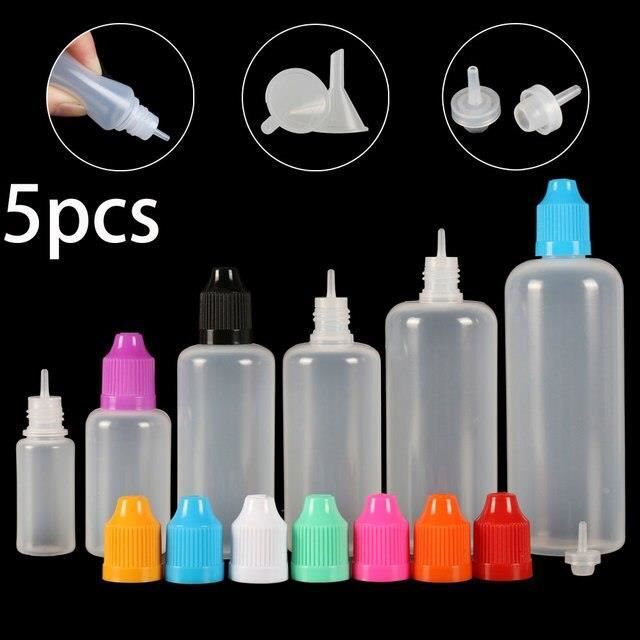 5 Bouteilles à Huile Transparentes Avec Bec Compte-gouttes – Pour Machine à Coudre, Entretien, Bricolage – Réutilisables