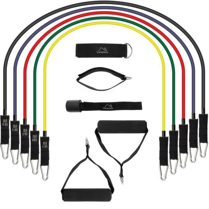 Lot De 5 Bandes De Résistance En Latex 100% Naturel - Différents Niveaux, Avec E-book Et Sac De Transport