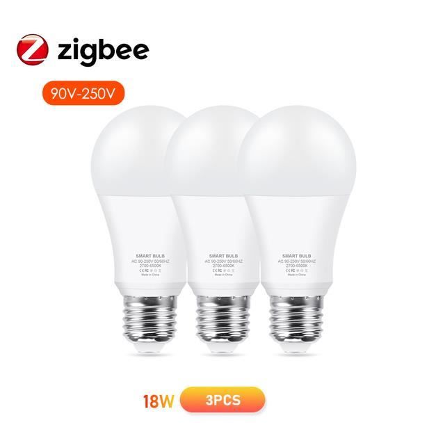 Ampoule,Zigbee 18W 3PCSAmpoule Led intelligente Tuya Zigbee E27, 18W