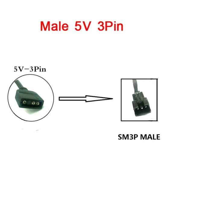 Male 5V 3pin-1 TO 4 -Carte mère PC 5V 3 broches 12V 4 broches pour ...