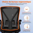 Chaise de Bureau Hauteur Réglable Fauteuil de Bureau Inclinable et Ergonomique Chaise Bureau Pivotante Accoudoir Pliable-1