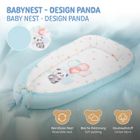 Joyz Nid De Bébé Panda Minky Bleu Clair 90x50 Cm - Cocon Portable 100% Coton Douillet Et Multifonction