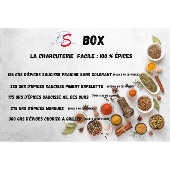 BS BOX, La charcuterie facile : 100% épices - 5 sacs d'épices à