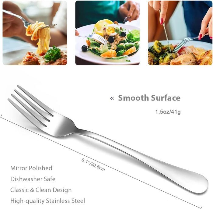 Set De Couverts De Table KitchenBoss 20 Pièces Pour 4 Personnes - Acier Inoxydable Argenté - Lavable Au Lave-Vaisselle - Couteaux, Cuillères, Fourchettes - 4