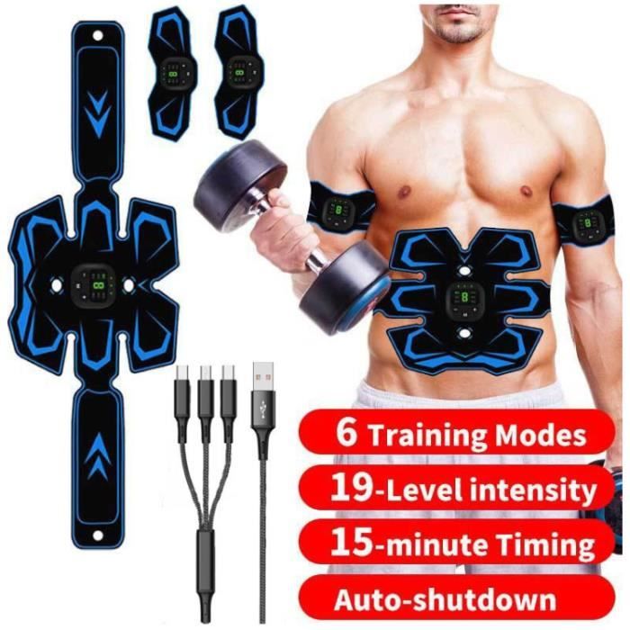 Ceinture Abdominale électrique – Stimulateur EMS 6 Modes, 9 Niveaux – Rechargeable USB – Pour Abdos, Perte Poids, Muscu