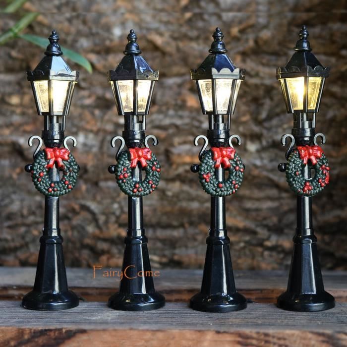 Couleur traîneau de Noël rouge Lampadaire de noël Miniature à LED