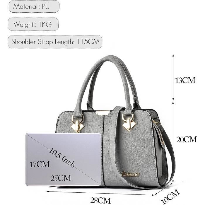Sac à Main Décontracté Femme Cuir Synthétique JIANGLIDA - Grande Capacité Noir 36x12x30 Cm