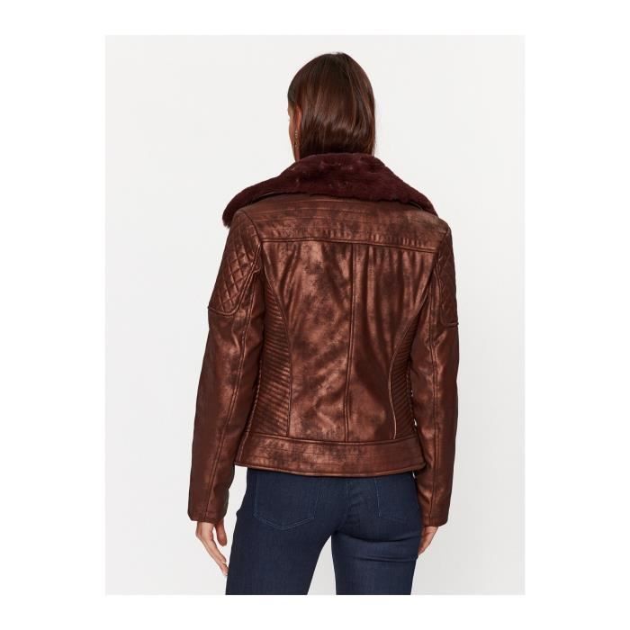 Perfecto cuir PU Guess jeans Femme Marron Cdiscount Pret a Porter