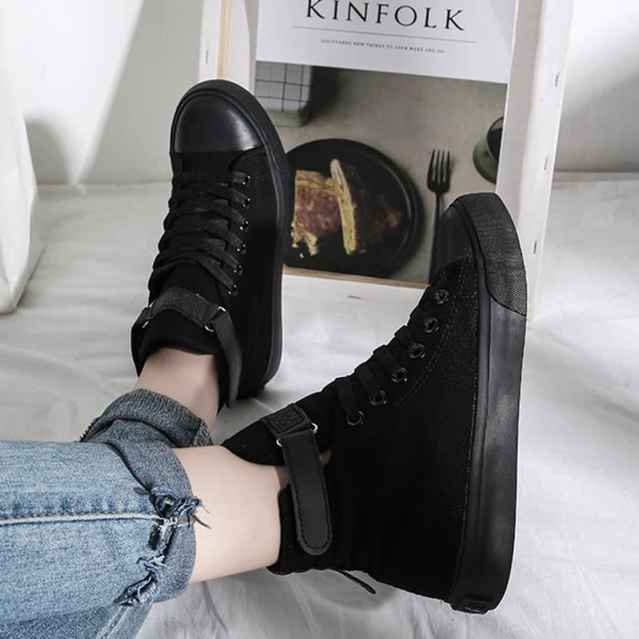 Chaussures Montantes Mode Chaussure Femme Basket femme Skate Shoes Noir Achat Vente Chaussures Montantes Basket Cdiscount