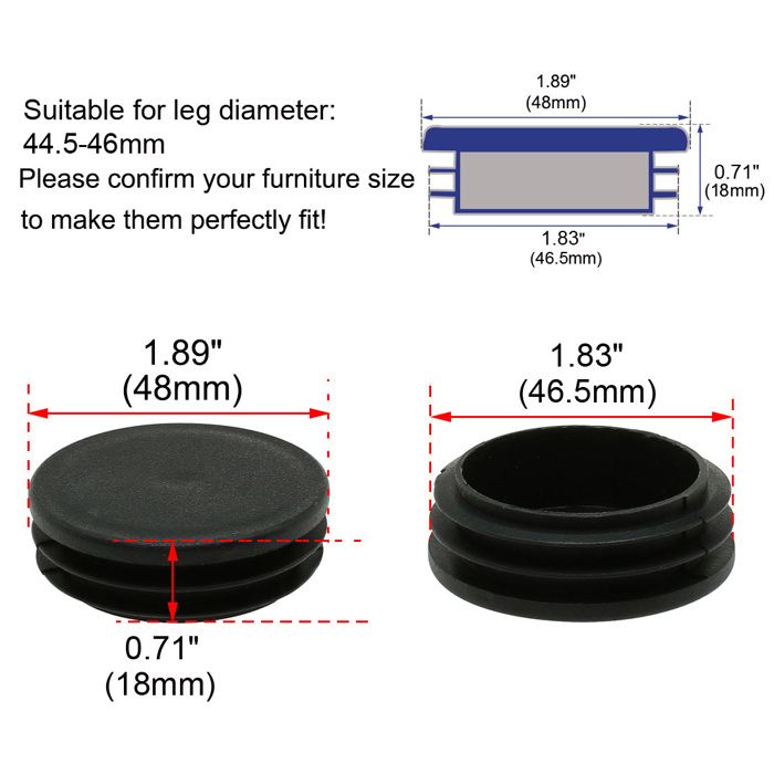 Sourcing Map 24pcs Bouchon Pied De Chasie Tube Insert Embout Capuchon Rectangle Jambe Patin Table Meuble Protection 30mm X 60mm