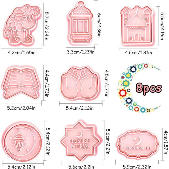 8 Emporte-pièces Biscuits Noël 3D En Plastique - Formes Festives, Pour Pâte à Biscuits, Fondant, Enfants - 3