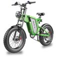 Vélo électrique GUNAI MX25 VTT Vert, 20", 1000W, Batterie Amovible 25Ah, 7 Vitesses, Fat Bike Adulte-2