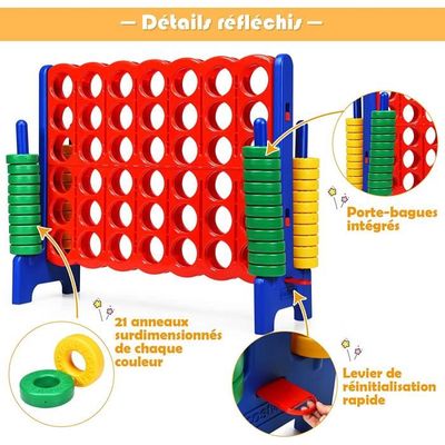 GOPLUS Puissance 4 Géant,Jeu de Société Puissance 4 avec 42 Anneaux et Curseurs pour Redémarrage Rapide, Jeu de Stratégie pour Enfants, 84 x 33 x 79 cm, Rouge GOPLUS Puissance 4 Géant,Jeu de Société Puissance 4 avec 42 Anneaux et Curseurs pour Redémarrage Rapide, Jeu de Stratégie pour Enfants, 84 x 33 x 79 cm, Rouge