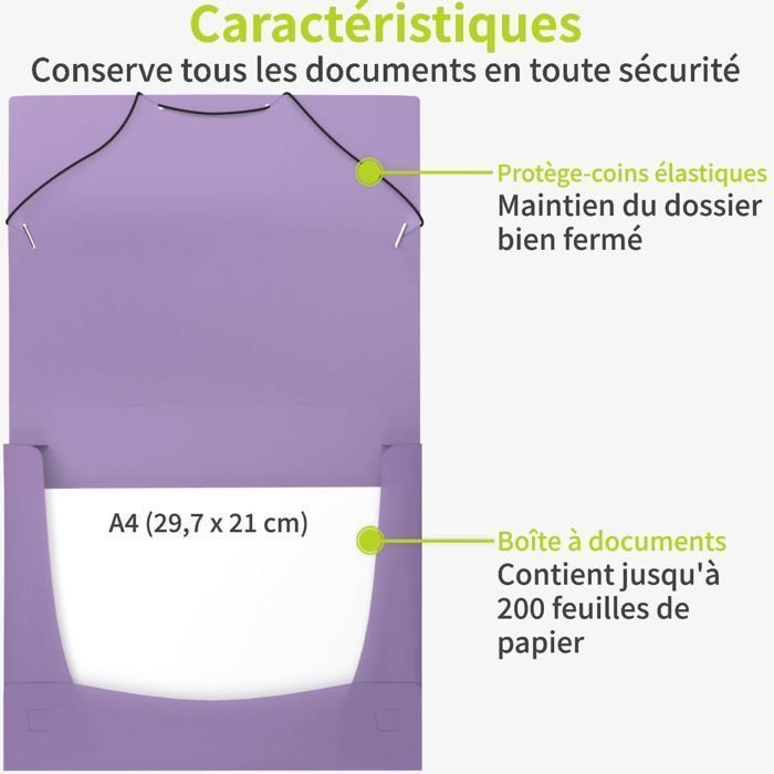 ACROPAQ - 8 x Chemise a rabat élastique - Pochette rangement, Jusqu'à 200 pages farde, Terre, Collection de couleurs Nature - Pochette A4, Chemise elastique A4