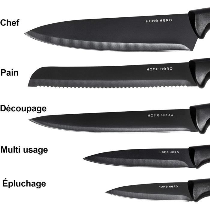 7 pièces Set Couteau Cuisine Professionnelle avec Bloc Couteaux Acrylique  et Aiguiseur de Couteaux Lot Couteaux de Cuisine Ac[311] - Cdiscount Maison