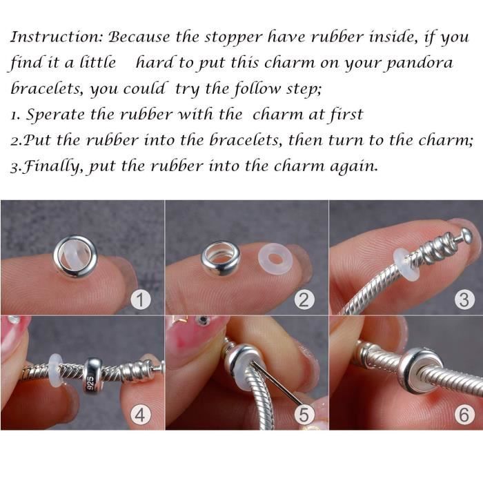 Lot De 2 Stoppeur Charms En Argent Sterling 925 Caoutchouc