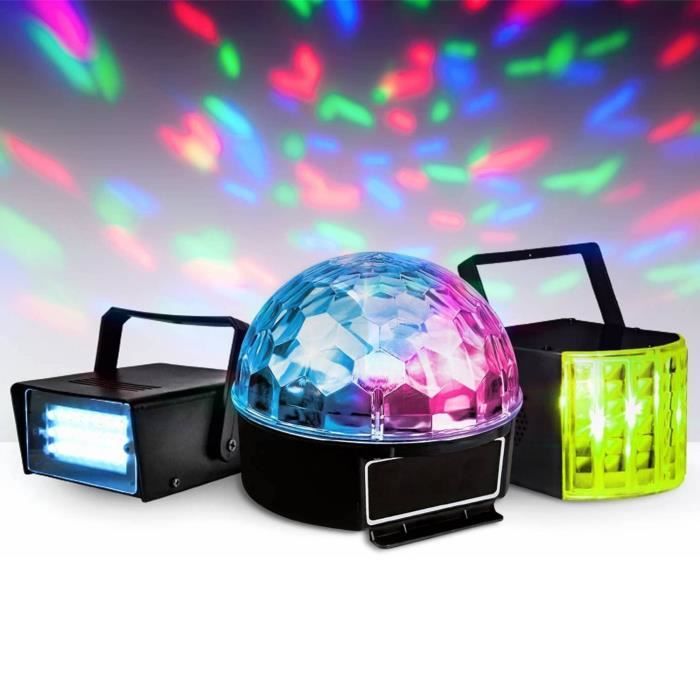 PACK Jeux de lumière Sono DJ LIGHT 2 EFFETS DERBY Noir 4 LEDs RGBW, Eclairage et jeux de lumière, Top Prix