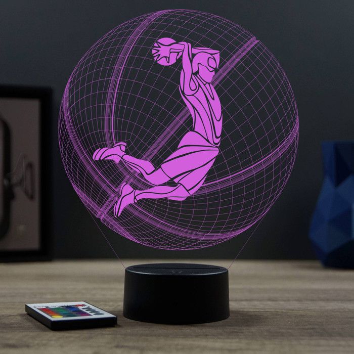 Lampe 3D Lumi - 16 Couleurs - Basketbal - NBA - Illusion LED - Lampe De Bureau