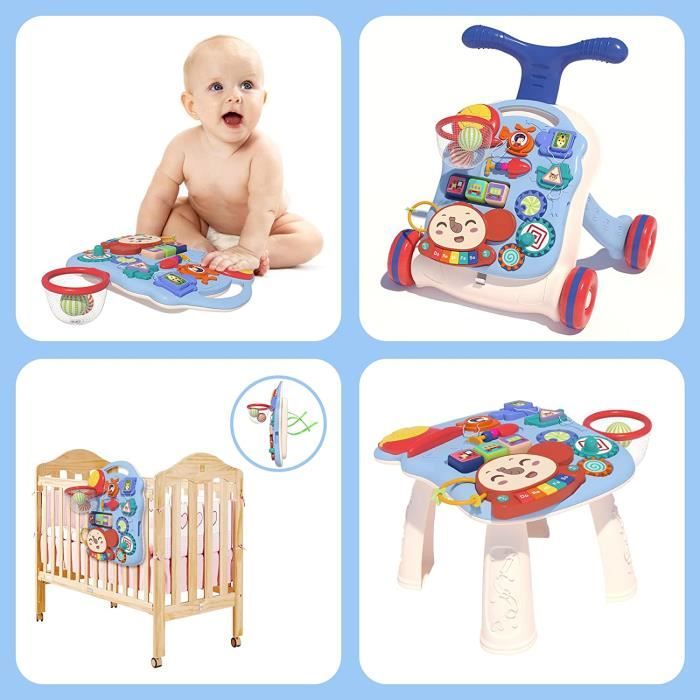 Trotteur 3 en 1 pour enfants assis à debout, centre d'activités avec gain  de poids, divertissement, sons de table, musique, jouet éducatif  multifonctionnel pour garçons et filles : : Bébé et Puériculture