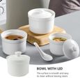Home Creative Céramique Stew Bol Soupe Pot Restaurant Dessert Coupe avec couvercle batterie de cuisine cuisson des aliments-3