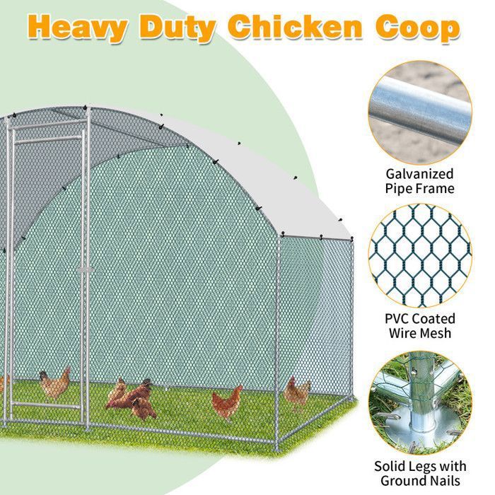 Redkid Enclos Métal 12m² 3x4x2m Avec Tissu PE Imperméable - Grand Poulailler Pour Poules Lapins Animaux
