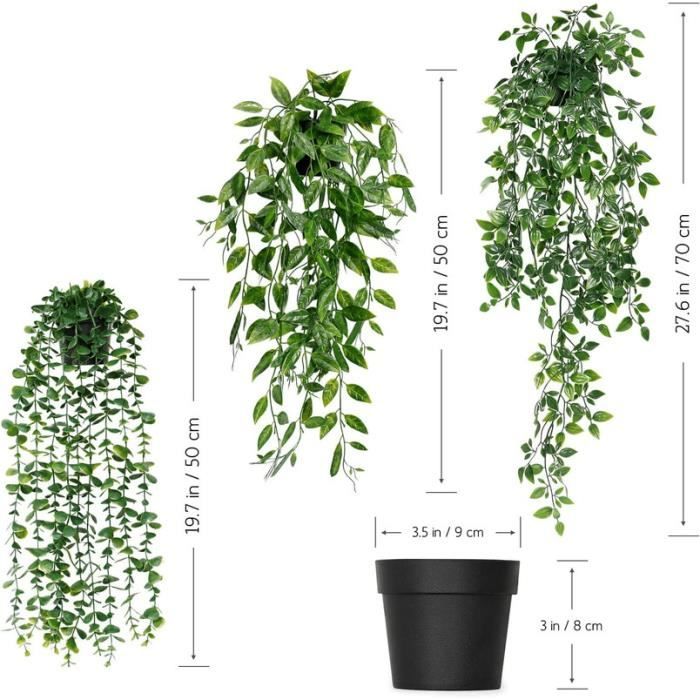 Plante Artificielle Tombante en Pot, 2 Pcs Plantes Artificielles
