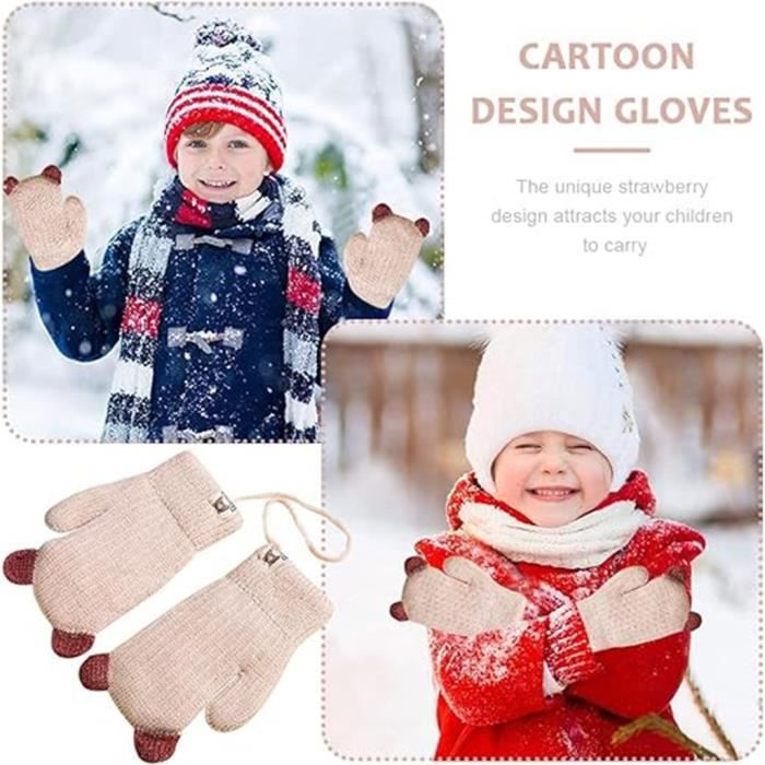 Moufles en Tricot pour Bébé, Cartoon Moufles Enfant Gants, Tricoté Gants  Hiver Chaud pour Enfants Gants Anti-Perdu 2-5 Ans (Ours) - Cdiscount  Prêt-à-Porter