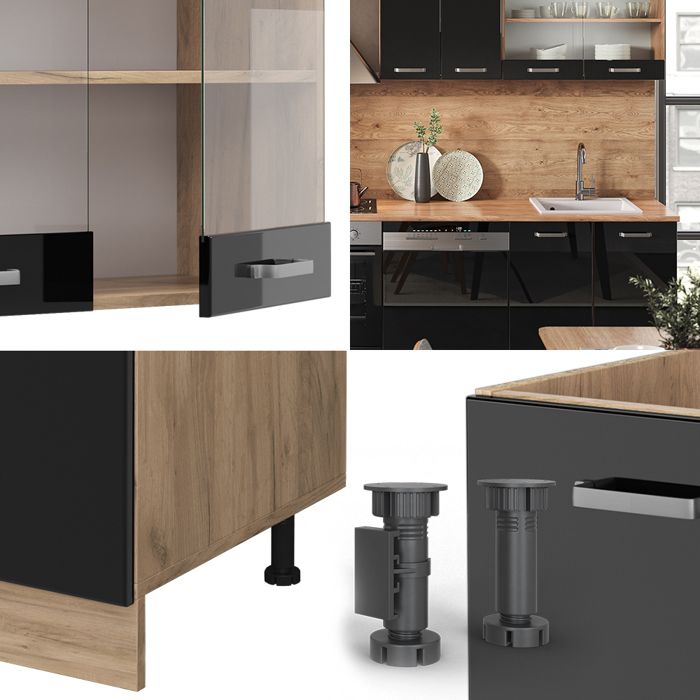 Cuisine R-Line, 300cm sans PT, Anthracite Campagne/Chêne doré, , Vicco