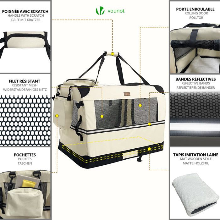 Sac De Transport Porte-Chat/Chiot Lyanny | Sac à Dos & Porte-Bébé Ajustable Respirant Pour Randonnée, Vélo, Voyage