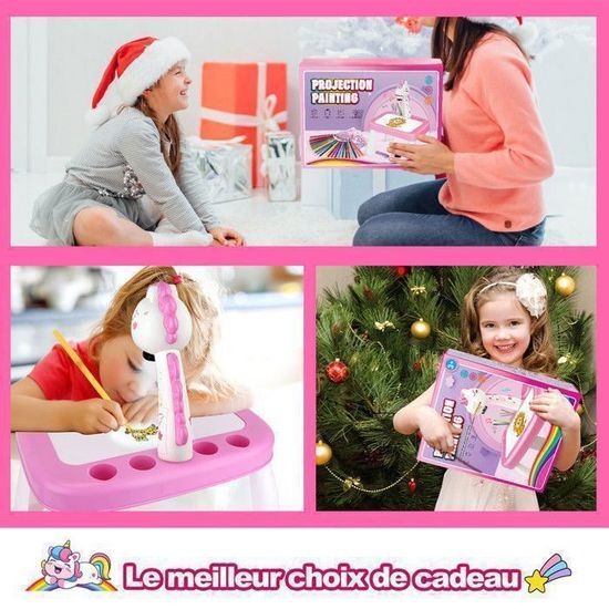 KETIEE Projecteur De Dessin Pour Enfant Avec 96 Motifs - Licorne Et Dinosaure, Jouet D'art Pour Filles Et Garçons De 3 à 9 Ans, Jaune