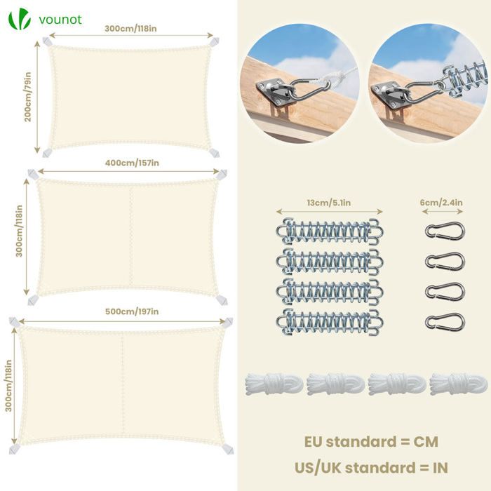 Voile D'ombrage Rectangulaire 3x4m Imperméable Toile Ombrage UV Protection Pour Patio Jardin Terrasse Exterieur Balcon Bleu 98823545