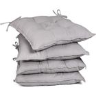 DETEX® 4x Coussins de chaise avec attaches Gris 45x45x8cm Intérieur Extérieur Fauteuil Salle à manger Jardin