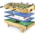 Table de jeu 4 en 1 LEOMARK - Baby-foot, Billard, Tennis de table, Hockey - Jaune - 8 ans et plus