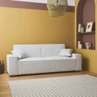 SWEEEK Canapé convertible 3 places blanc crème velours côtelé L 231 x P 96.5 x H 80cm