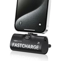 VEEKTOMX Batterie Externe iPhone 5000 mAh, Mini Power Bank PD 20W Charge Rapide, Petit Portable Chargeur intégré Connecteur, Noir