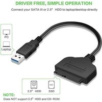 USB 3.0 vers SATA 7+15pin ATA Câble Adaptateur pour 2.5 " HDD SSD Disque dur Ordinateur portable
