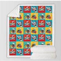 Couverture colorée en sherpa pour lit, couvre-lit, bande magnétique, patchwork,, 100x150cm[166]