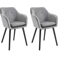 HOMCOM Chaises de Visiteur Design scandinave Lot de 2 chaises Pieds effilés Bois Noir Assise Dossier accoudoirs ergonomiques
