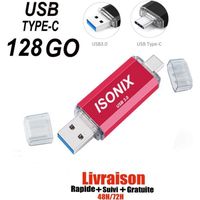 Clé USB 128 GO Type C OTG USB Flash Drive pour appareils Android/PC  ROUGE