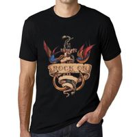 Homme Tee-Shirt Anchor Tattoo Rock On T-Shirt Vintage Noir
