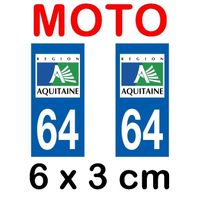 Autocollant plaque immatriculation moto dpt 64 Pyrénées Atlantiques