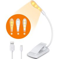 Lampe de Lecture, 7 LED USB Rechargeable Lampe Livre à Pince avec 9 Modes d'Éclairage 360° Cou Flexible - RIWILL