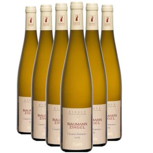 VIN BLANC Alsace Gewurztraminer Blanc 2019 - Bio - Lot de 6x75cl - Domaine Baumann-Zirgel - Vin AOC Blanc d' Alsace - Cépage Gewurztraminer
