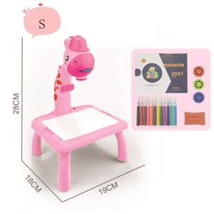 TABLE A DESSIN Jeu de coloriage,Ensemble de Table à dessin avec projecteur LED,tableau de peinture,outils éducatifs - Pink Deer[A]