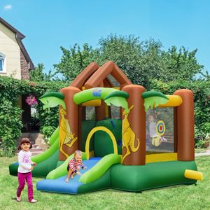 AIRE DE JEUX GONFLABLE GOPLUS Château Gonflable avec Trampoline,2 Tobogga