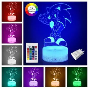 LAMPE A POSER KENLUMO Hedgehog Lampe de nuit Décorer Veilleuse Sonic Lampe de chevet LED télécommande Touchez pour changer de couleur 16 couleurs